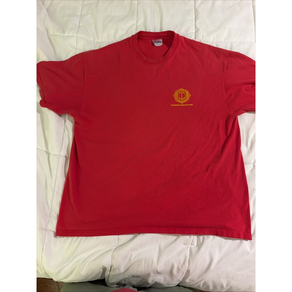 VINTAGE Miami Dade Fire Rescue Instructor Red T-shirt XL Hanes Beefy